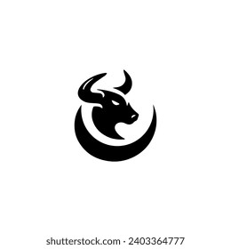 Logotipo de vectores simple Símbolo de toro negro y blanco sobre fondo blanco
