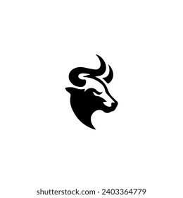 Einfaches Vektor-Logo-Bull-Symbol, schwarz-weiß auf weißem Hintergrund