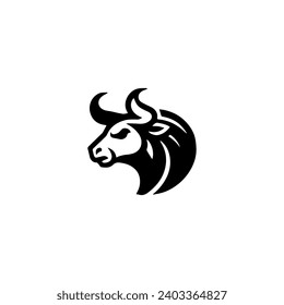 Logotipo de vectores simple Símbolo de toro negro y blanco sobre fondo blanco