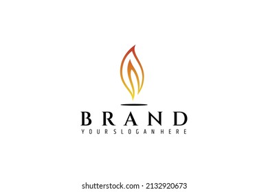 Simple vector logo of a candle flame in hot gradient color.