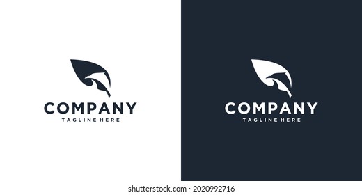 Simple vector logo design combination of leaves and eagle head. For web design, application, software, printing use.