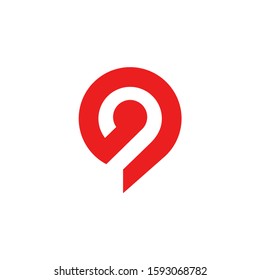 Simple vector logo design with a combined concept of number 9 with location icons