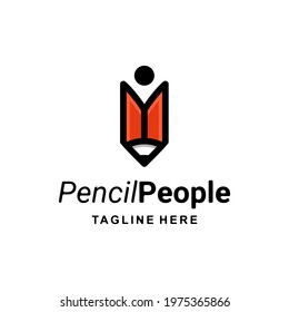 Simple Vector Logo Design of Dual Meaning Combination people and Pencil