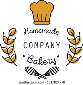 simple vector logo design of a home-based bakery business that is made by hand gives a simple impression when selecting letters and its design in the form of a hand stroke and retro look