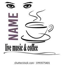 simple vector logo design template for coffee shop with live music