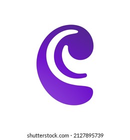 Simple vector logo or element of design on white background. Violet flat modern logotype with a gradient. Letter "C".