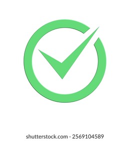 Simple vector logo with green circle and check mark (✔), symbolizing validation, approval and achievement. Suitable for branding, icons or professional designs. Easy to customize
 