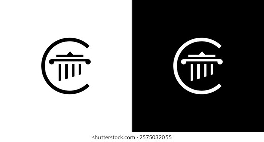 simple vector logo of initial letter C and law