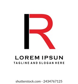 simple vector logo of the letter "R" in black and red with a white background