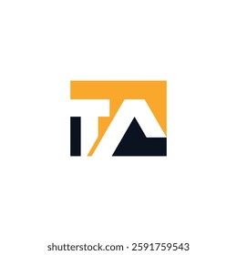 simple vector logo of letter T A in square composition with two modern color scheme 