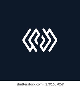Logo simple vectorial en un estilo moderno, letra M logotipo abstracto