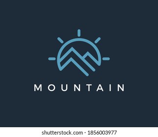 Simple vector logo in a modern style. Top of the mountain in the form of letter M.