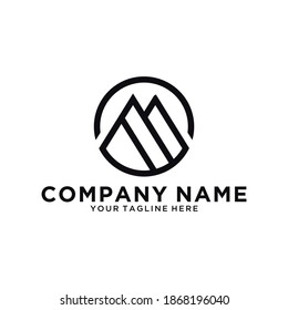 Simple vector logo in a modern style. Top of the mountain in the form of letter M.