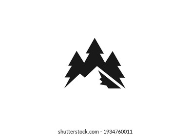 Simple vector logo in modern style. Top of the mountain