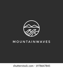  Simple vector logo with modern style. mountain on black background