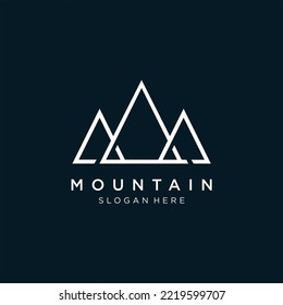 Simple vector logo in a modern style. Top of the mountain in the form of letter M.