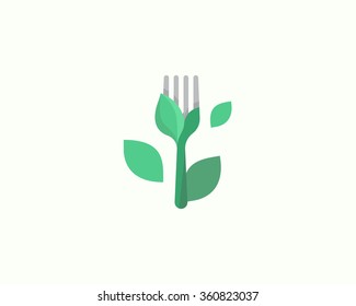 Simple vector logo in a modern style. Vegetarianism and healthy lifestyle, organic, food from plant foods, health food restaurant, green market.