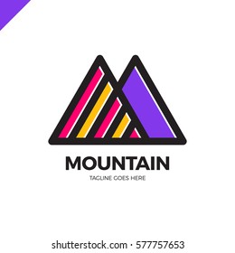 Simple vector logo in a modern style. Top of the mountain in the form of letter M.