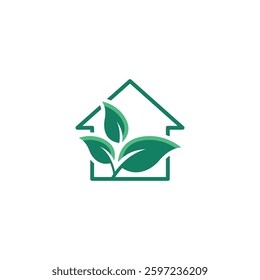 simple vector logo of nature house