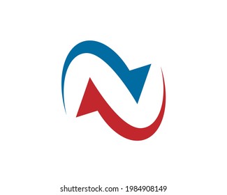 simple vector logo of recycle arrow N 