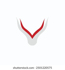 Simple vector logo in the shape of a horn in red and white