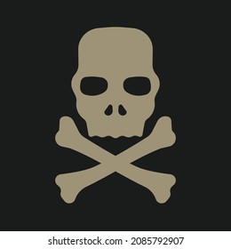 Simple vector logo of skull head on black and gold style.