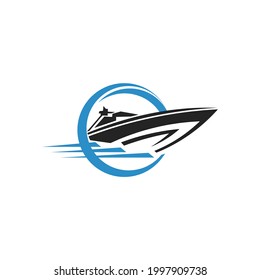 simple vector logo speed boat