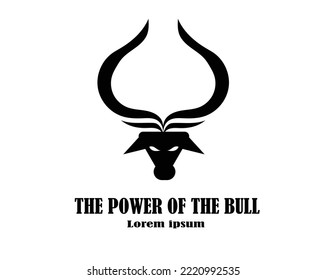 simple vector logo or symbol of a bull with long black horns