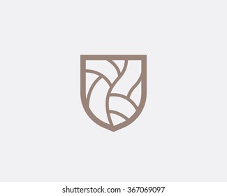 Simple vector logo in an unusual style. Smart Guard Shield with a fancy pattern.