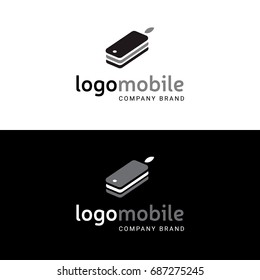 Simple vector logotype for company identity, minimalistic symbol for mobile and technology industry. Simple smartphone device icon.