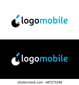 Simple vector logotype for company identity, minimalistic symbol for mobile and technology industry. Simple smartphone device icon.