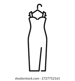 Vector simple de un vestido largo que cuelga en una percha, conveniente para la moda o los proyectos relacionados al por menor