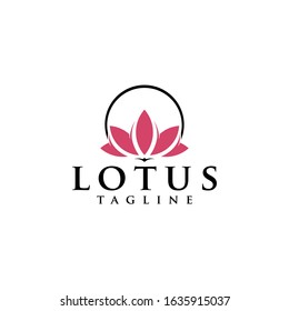 Simple vector lotus flower logo design with white background