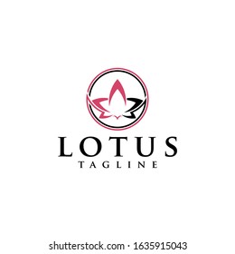 Simple vector lotus flower logo design with white background