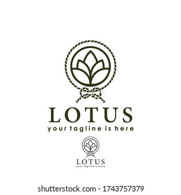 simple vector of lotus nature line logo template design vector, beauty plant nature, emblem, label, stamp vector templates