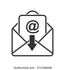 Simple vector mail icon, to close the letter. Stock design isolated on a white background for websites and apps, empty outline.
