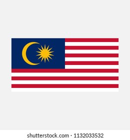 Simple vector Malaysian flag for your infographics, documents and templates isolated on a grey background, Malaysia