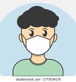Simple vector , man with mask.