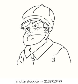 simple vector. man staring to something with his expression. vector art. 