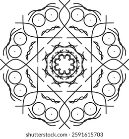 Simple Vector mandala design with clean lines for coloring book, tattoo and henna design, creative mandala art, mandala design for coloring book