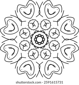 Simple Vector mandala design with clean lines for coloring book, tattoo and henna design, creative mandala art, mandala design for coloring book