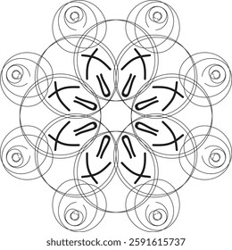 Simple Vector mandala design with clean lines for coloring book, tattoo and henna design, creative mandala art, mandala design for coloring book