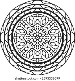 Simple Vector mandala design with clean lines for coloring book, tattoo and henna design, creative mandala art, mandala design for coloring book