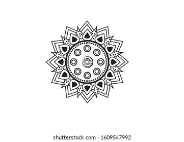 Simple Vector Mandala. Floral. Flower. Oriental. Book Page. Outline and mandala design background in black color.