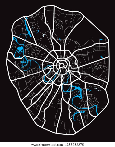 Simple Vector Map Moscow Stock Vector (Royalty Free) 1353282275