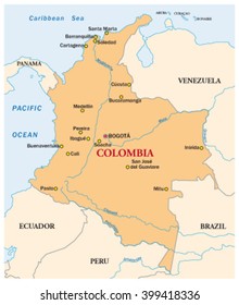 simple vector map of the state colombia