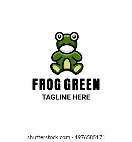 Simple Vector Mascot Cartoon Logo Design of Frog In color Green