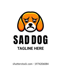 Simple Vector Mascot Logo Design Sad Dog for, icon, t-shirts or as you wish