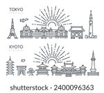 Simple vector material of Tokyo and Kyoto