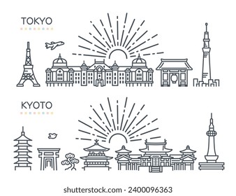 Simple vector material of Tokyo and Kyoto